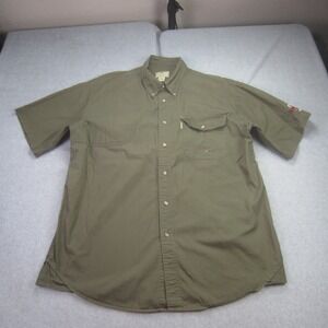 Beretta Shirt Mens XL Olive Green Short Sleeve Button Up Shooting Sporting Clays
